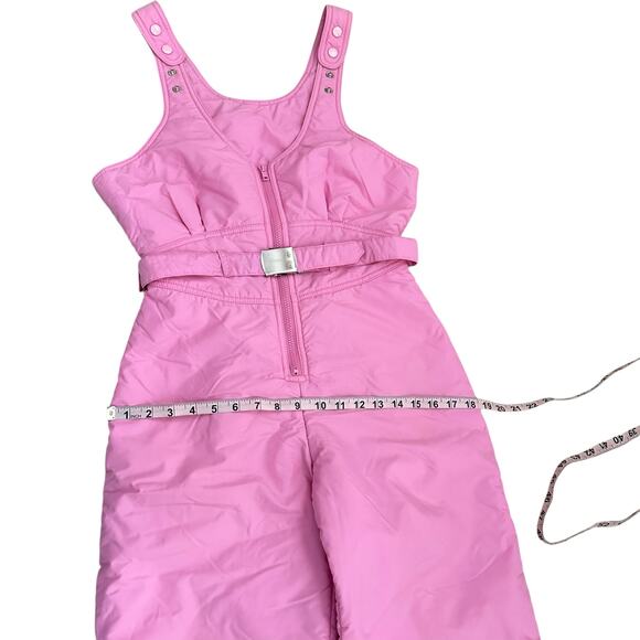 Vtg Hermans World Women M Pink Ski Bib Overalls Belted 80s Snow Pants Hong Kong - Picture 12 of 13